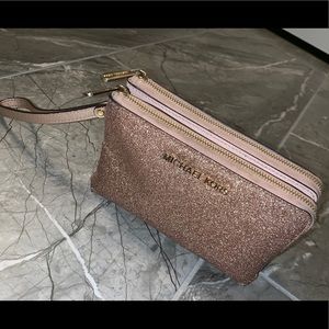 Authentic double zip MK wristlet